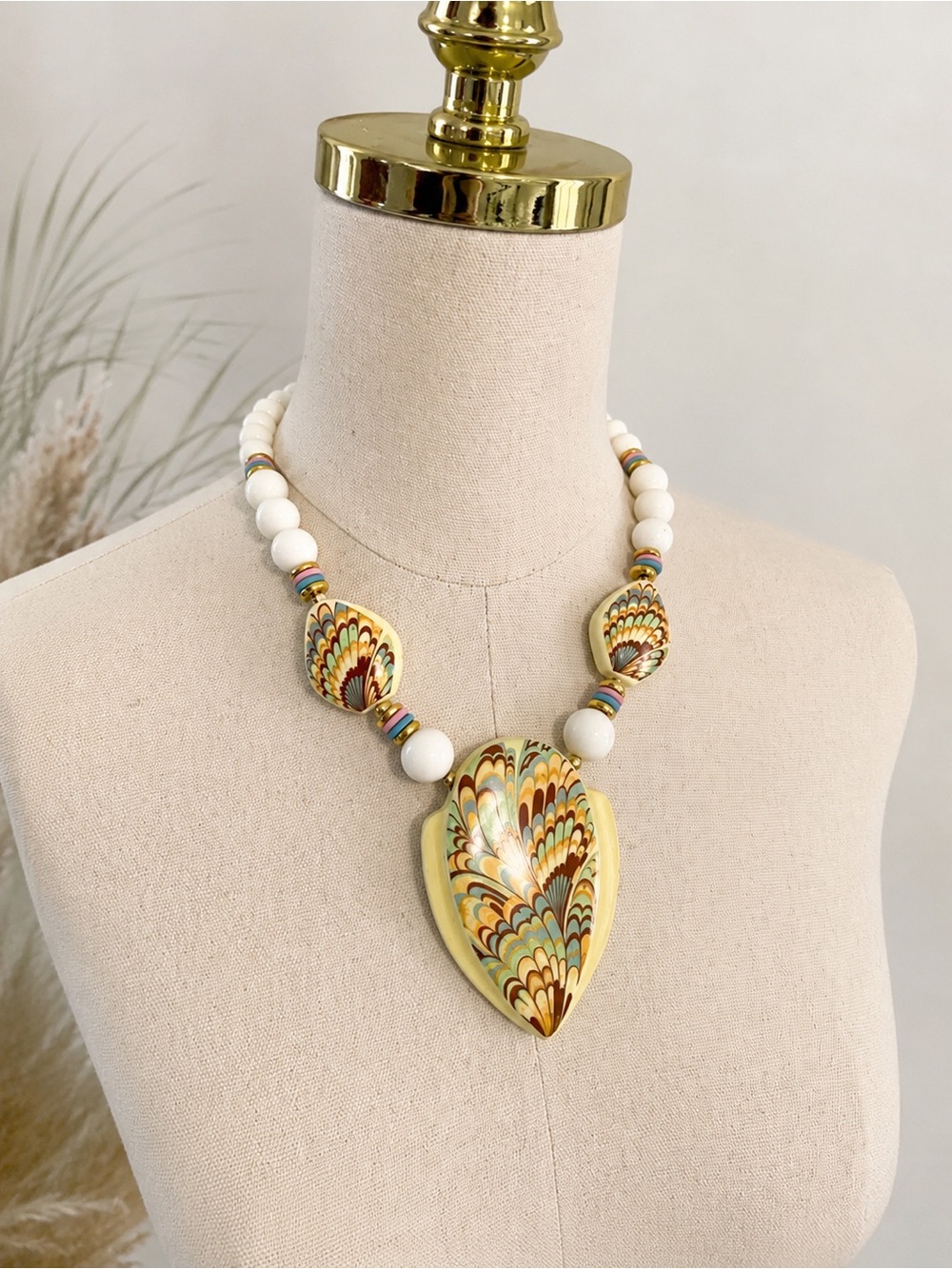 Hand Crafted Ceramic Necklace, Large Pendant Necklace